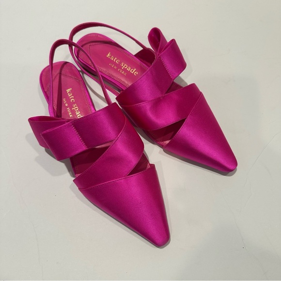 Kate Spade New York Bianca Slingback Pink Satin Women's Flats - Picture 3 of 6